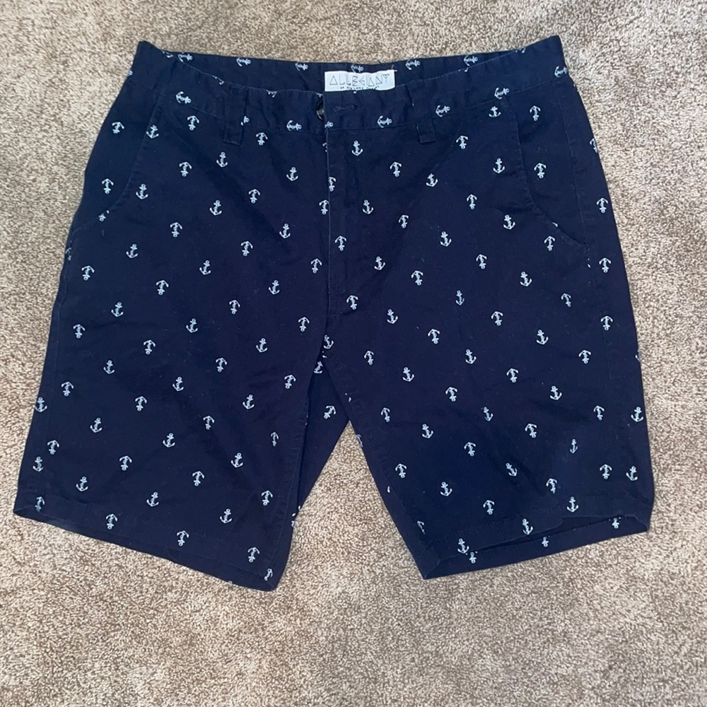 Dark Blue Anchored Mens Shorts